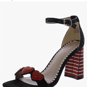 Betsey Johnson Black and Red Heart Heels